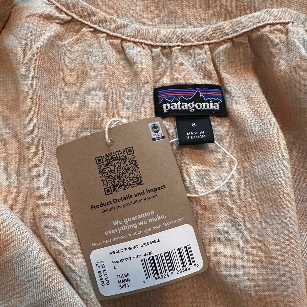 Patagonia NWT Garden Island Tiered Dress Wispy Green Size S - Picture 4 of 5
